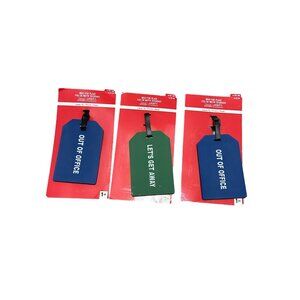 Lot of Three Large Luggage Tags Blue Green‎ NWT